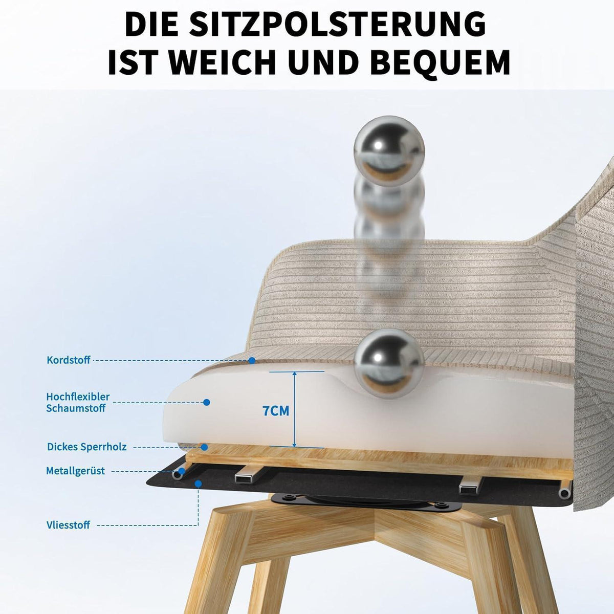 360° Drehbarer Esszimmerstuhl mit Armlehnen, Taupe