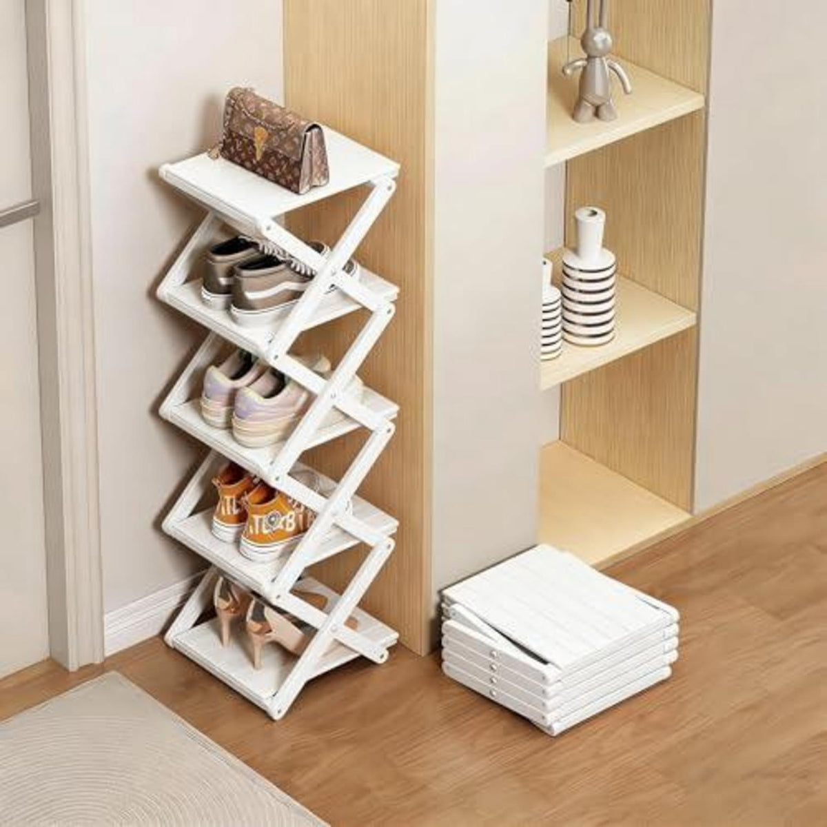 Bambus Schuhregal 4-lagig, platzsparend & klappbar