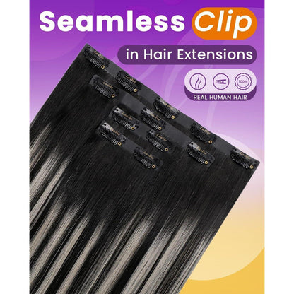 Echthaar Clip-Ins Schwarz/Braun/Blond – 40cm, 80g