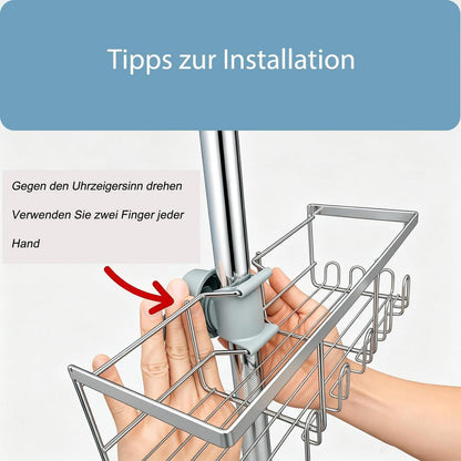 Duschablage 2er-Set für runde Stange – mit 24 Haken & viel Stauraum