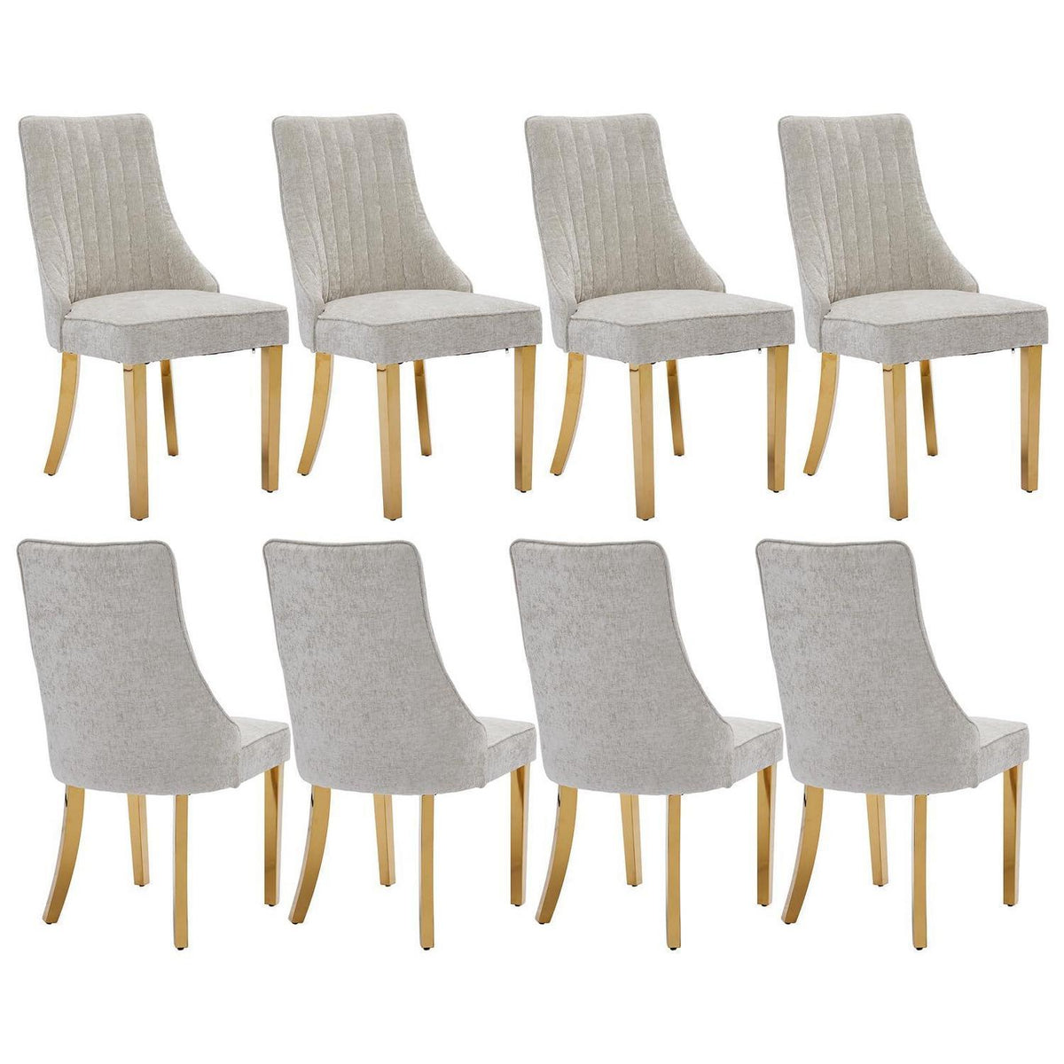 Bequeme Esszimmerstühle 8er Set mit Stoffbezug & Goldbeinen