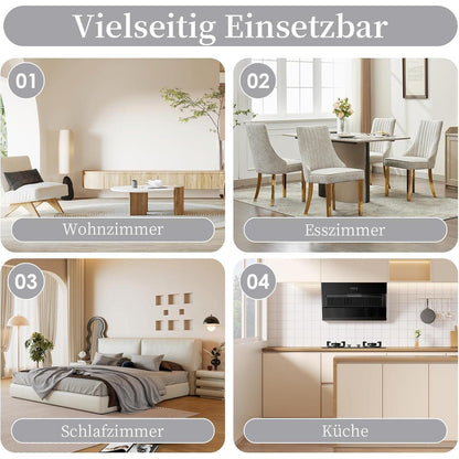 Bequeme Esszimmerstühle 4er Set mit Stoffbezug & Goldbeinen
