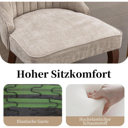 Esszimmerstühle Set 8 – Bequeme Stoffstühle mit Massivholzbeinen