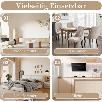 Bequeme Esszimmerstühle 2er Set, Stoff & Massivholz