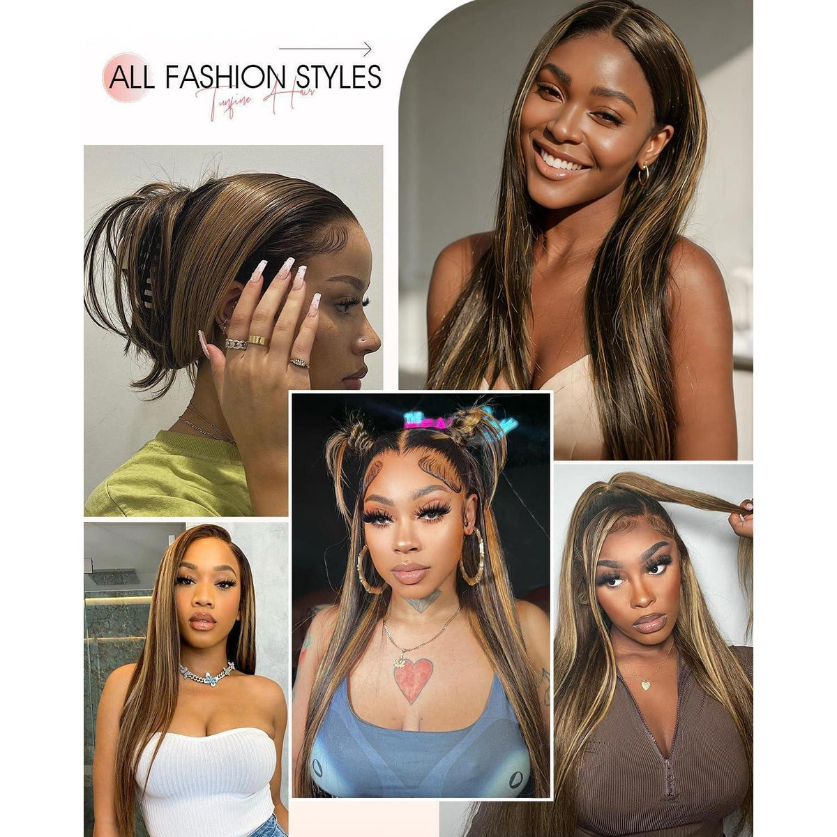 Echthaar Perücke 2/27 Highlight, 32 Zoll, Lace Front