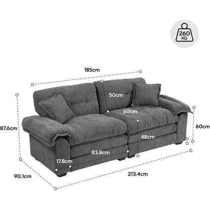 Modernes 2-Sitzer Sofa Schwarz – Chenille Lounge Sofa
