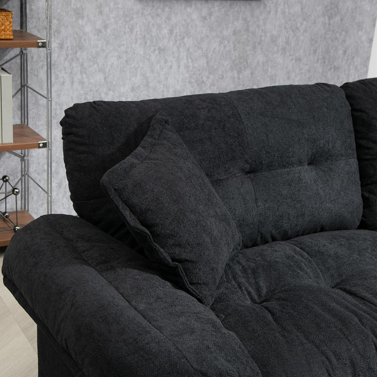 Modernes 2-Sitzer Sofa Schwarz – Chenille Lounge Sofa