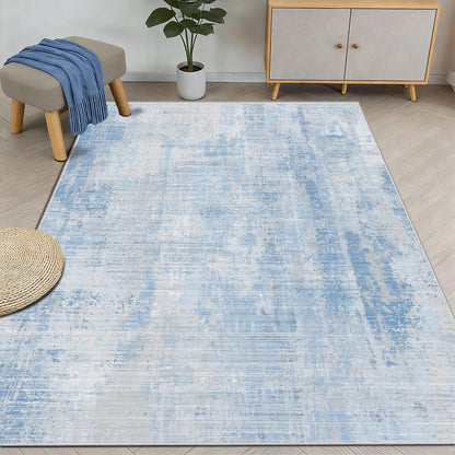Abstrakt blauer Teppich 160x200cm – Waschbar & Rutschfest