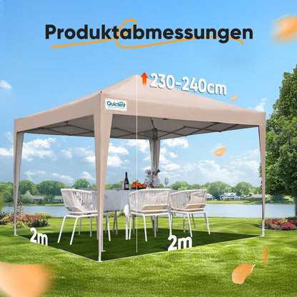 Faltpavillon 2x2m wasserdicht mit Seitenwänden & UV-Schutz