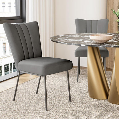 Samt Esszimmerstühle Set 2 Grau – Komfortable Küchenstühle