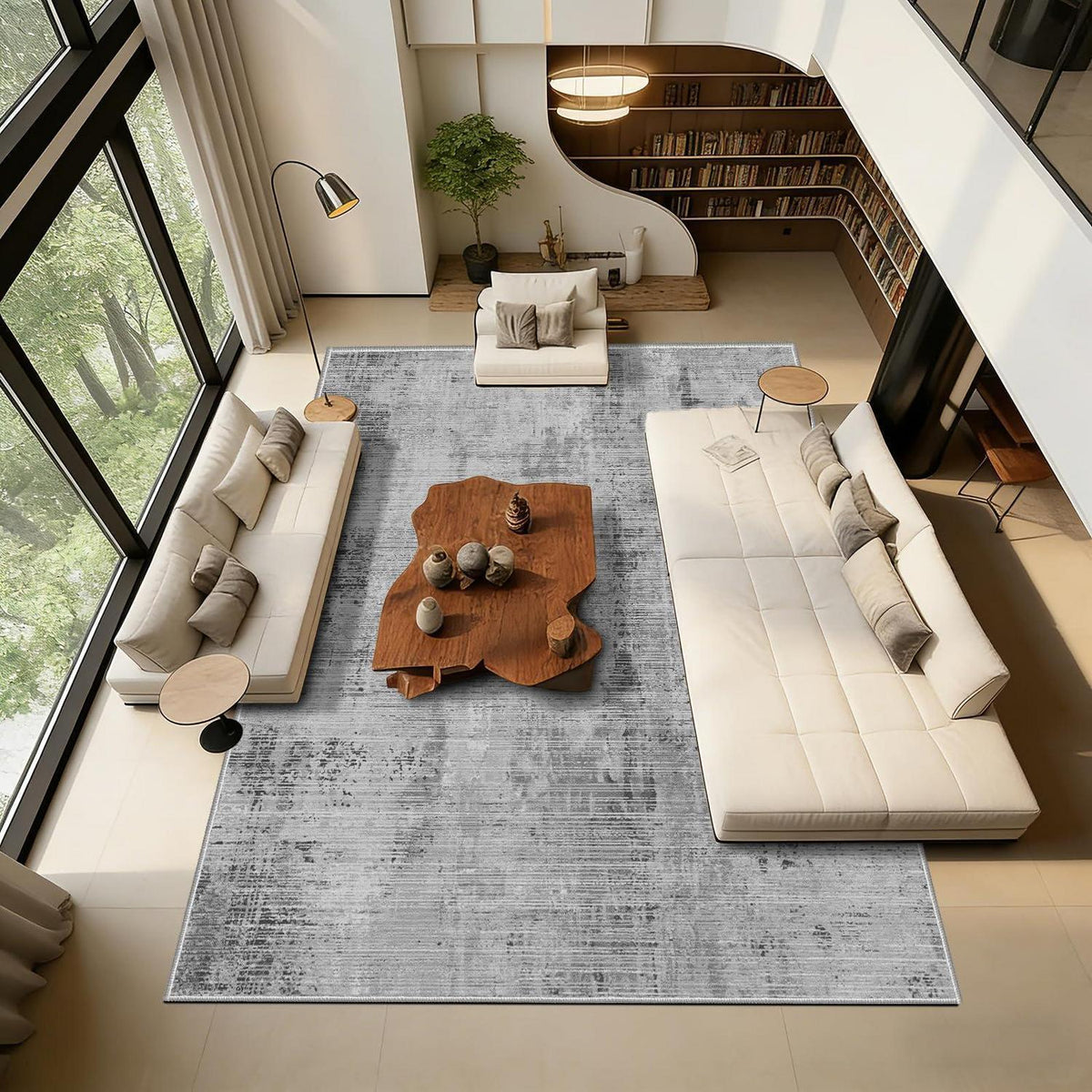 Grauer Teppich 200x300cm – Moderner Kurzflor Wohnteppich