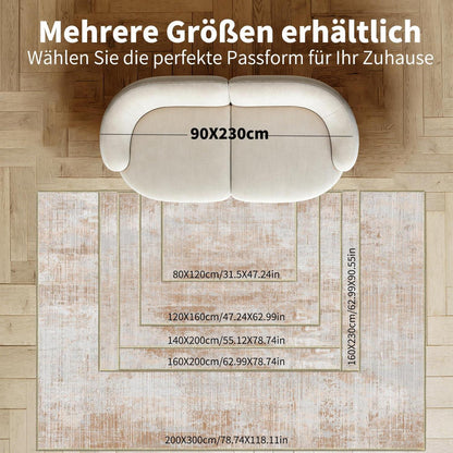 WUTONG Abstrakt Kurzflor Teppich Hellbraun 140x200cm