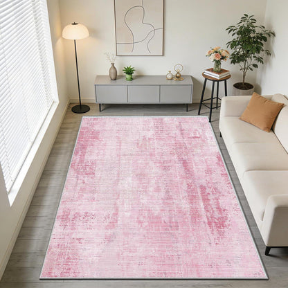 Rosa Vintage Teppich 160x230cm – Weicher Kurzflor Wohnteppich