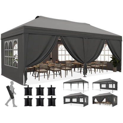 Faltpavillon 3x6m mit Seitenwänden & UV-Schutz