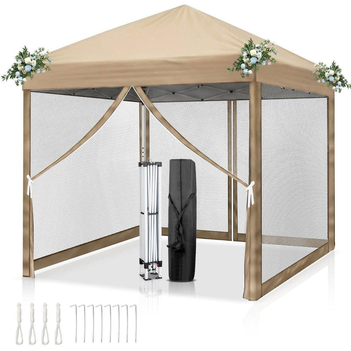 Faltpavillon 3x3 Wasserdicht UV-Schutz mit Moskitonetz