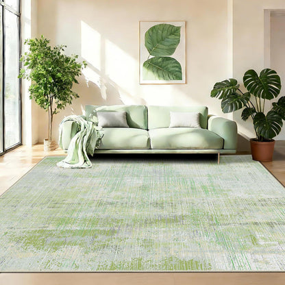 Grüner Teppich 140x200 – Abstrakter Kurzflor Wohnteppich