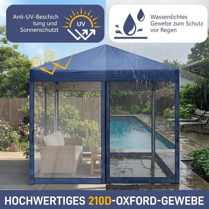 Faltpavillon 3x3 mit Moskitonetz – Wasserdicht & UV-Schutz