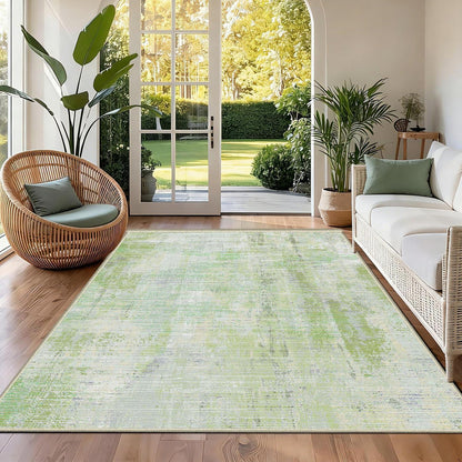 Vintage Teppich Grün 160x200cm - Waschbar & Rutschfest