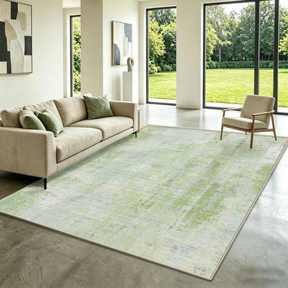 Grüner Teppich 160x230 – Abstrakt, Waschbar & Rutschfest