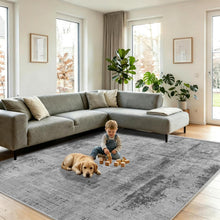 Grauer abstrakter Teppich 140x200cm – Waschbar, Rutschfest & Modern
