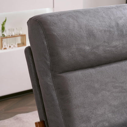 Dunkelgrauer Lounge-Sessel mit Massivholzrahmen & Mid-Century Stil