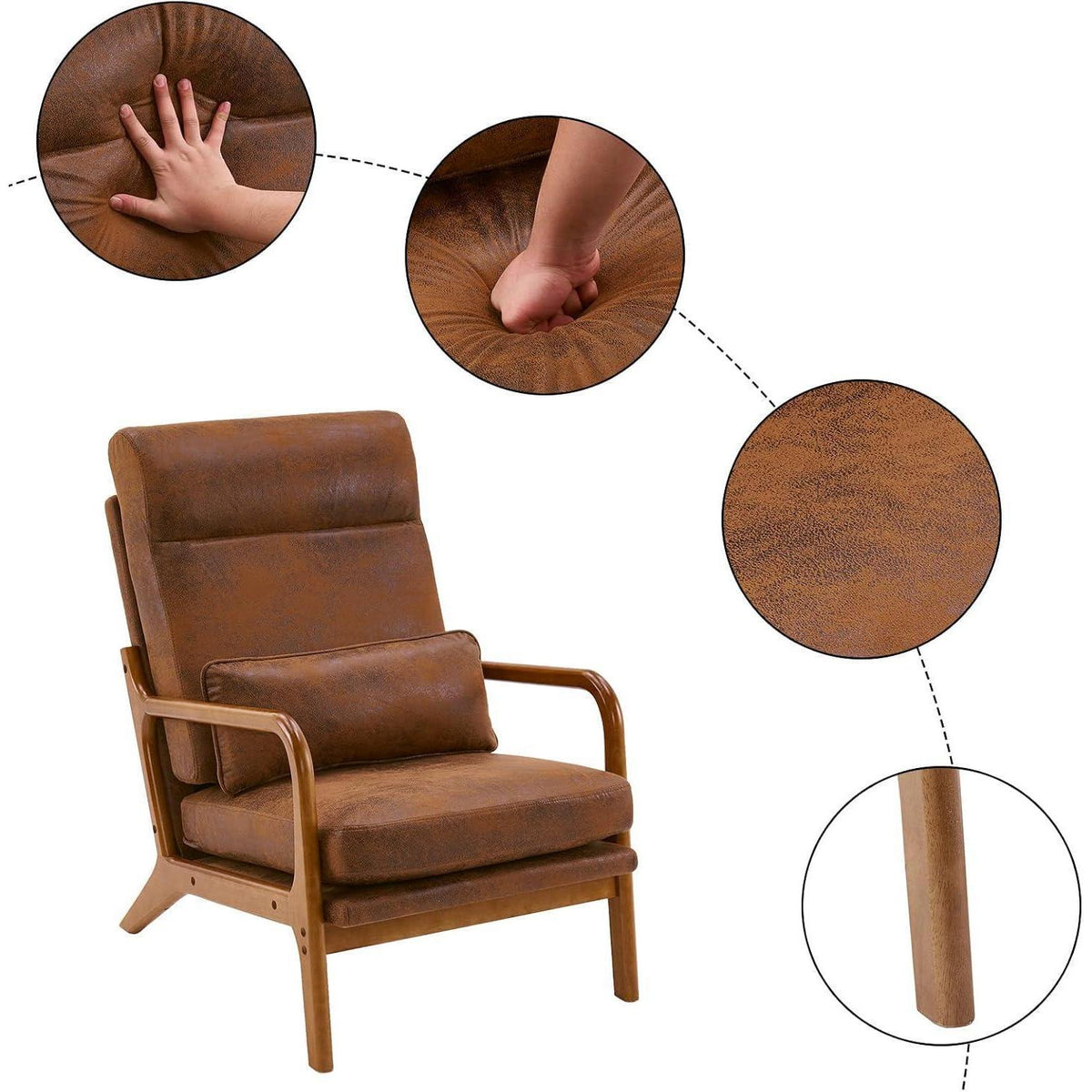 Loungesessel Braun – Bequemer Lesesessel mit Massivholzrahmen