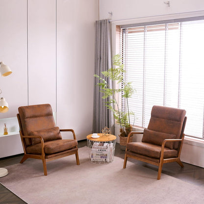 Loungesessel Braun – Bequemer Lesesessel mit Massivholzrahmen