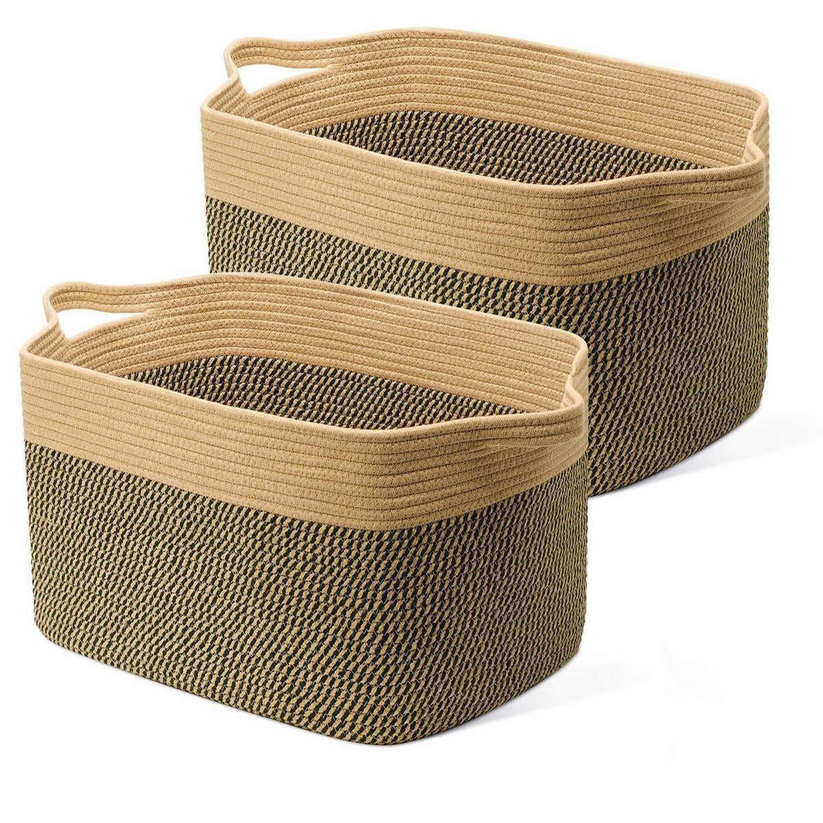Faltbarer Wäschekorb 63L – Baumwolle & Jute, 2er Set
