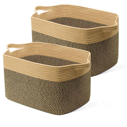 Faltbarer Wäschekorb 63L – Baumwolle & Jute, 2er Set