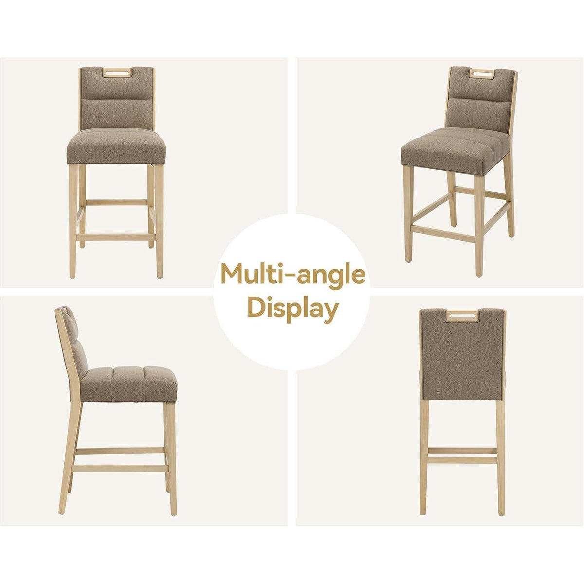 Barhocker 2er Set Leinen Braun – Komfortable Küchenhocker