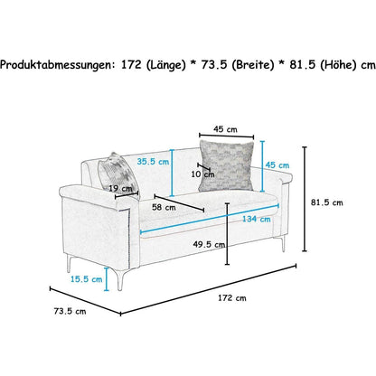 Kleine 2-Sitzer Couch Dunkelgrau – Modernes Leinen Sofa