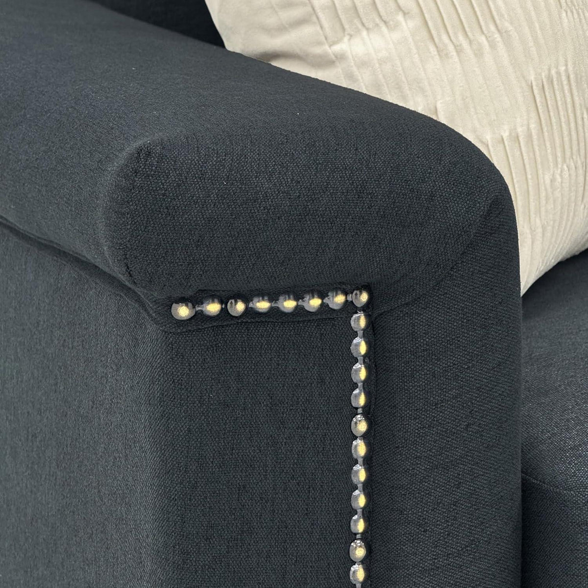 Kleine 2-Sitzer Couch Dunkelgrau – Modernes Leinen Sofa
