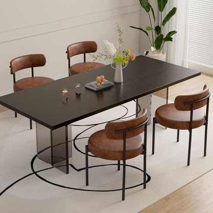 Esszimmerstühle 4er Set Braun | Mid-Century Boucle Design