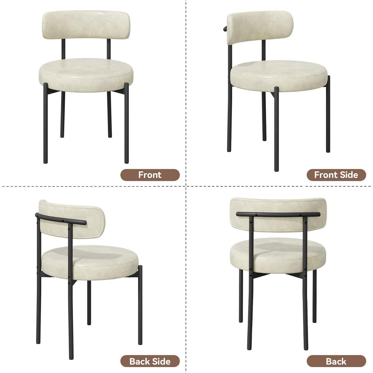 6 Esszimmerstühle Beige – Mid-Century Bouclé Design