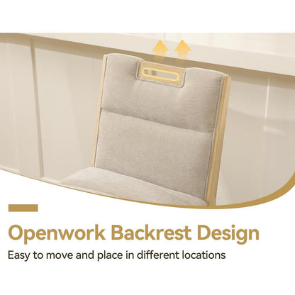 Barhocker 2er Set Chenille mit Fußstütze, Beige
