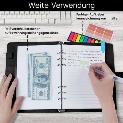 Ringbuch A5 nachfüllbar mit Zubehör in Lederoptik
