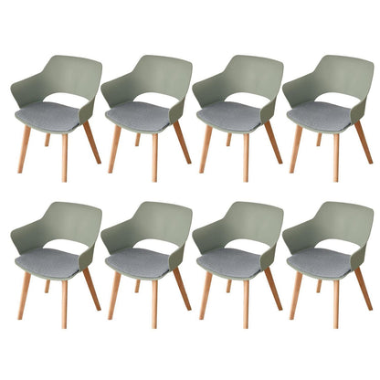 8 Esszimmerstühle mit Armlehne, Grün & Massivholz