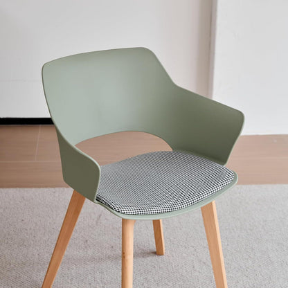 8 Esszimmerstühle mit Armlehne, Massivholz & Stoff, Weiß+Grün
