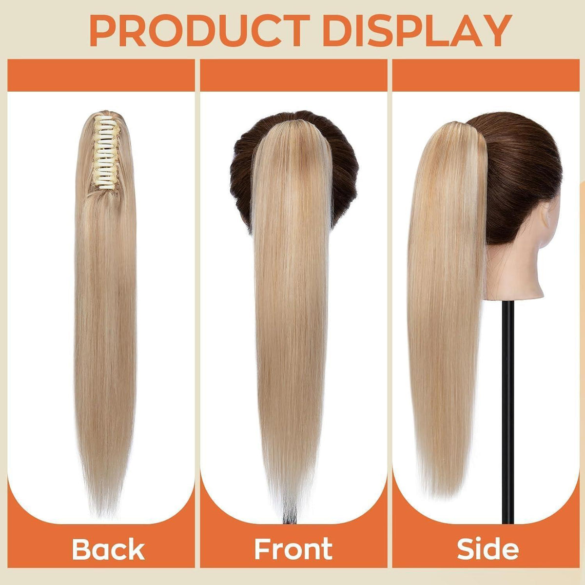 Echthaar Pferdeschwanz Extension Aschblond & Blond 45cm