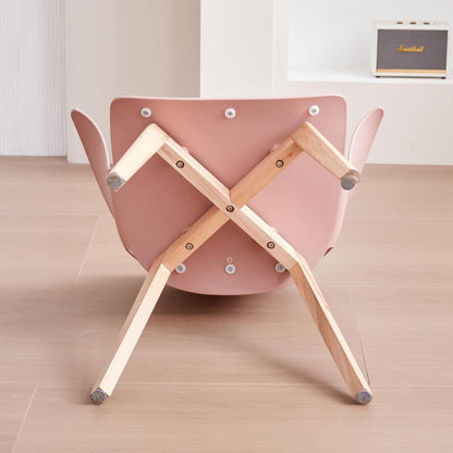 8 Esszimmerstühle mit Stoffpolster & Massivholzbeinen Weiß+Rosa