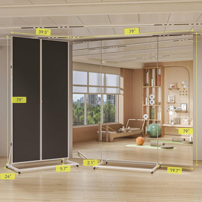 Standspiegel 200x200cm Dreifach Klappbar & 360° Drehbar