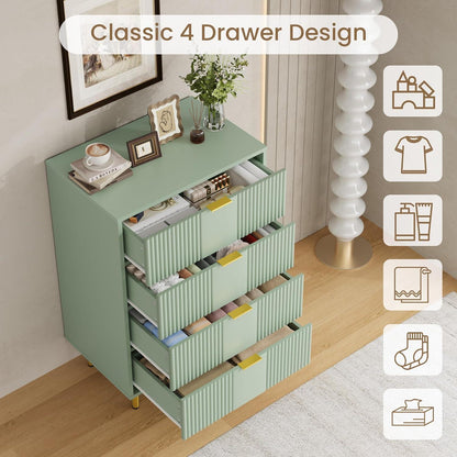 Kommode mit 4 Schubladen, Olivgrün – Schlafzimmer & Wohnzimmer
