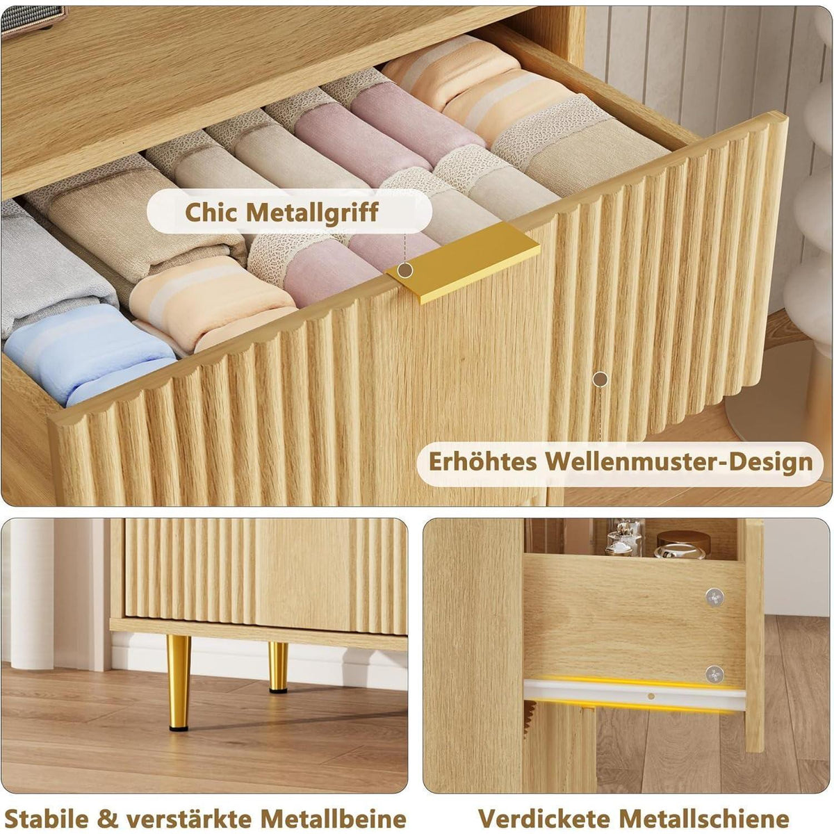 Kommode mit 6 Schubladen, Eiche, 100x40x75 cm – Schlafzimmer Möbel