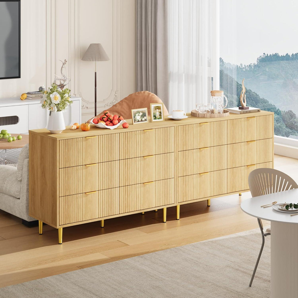 Kommode mit 6 Schubladen, Eiche, 100x40x75 cm – Schlafzimmer Möbel