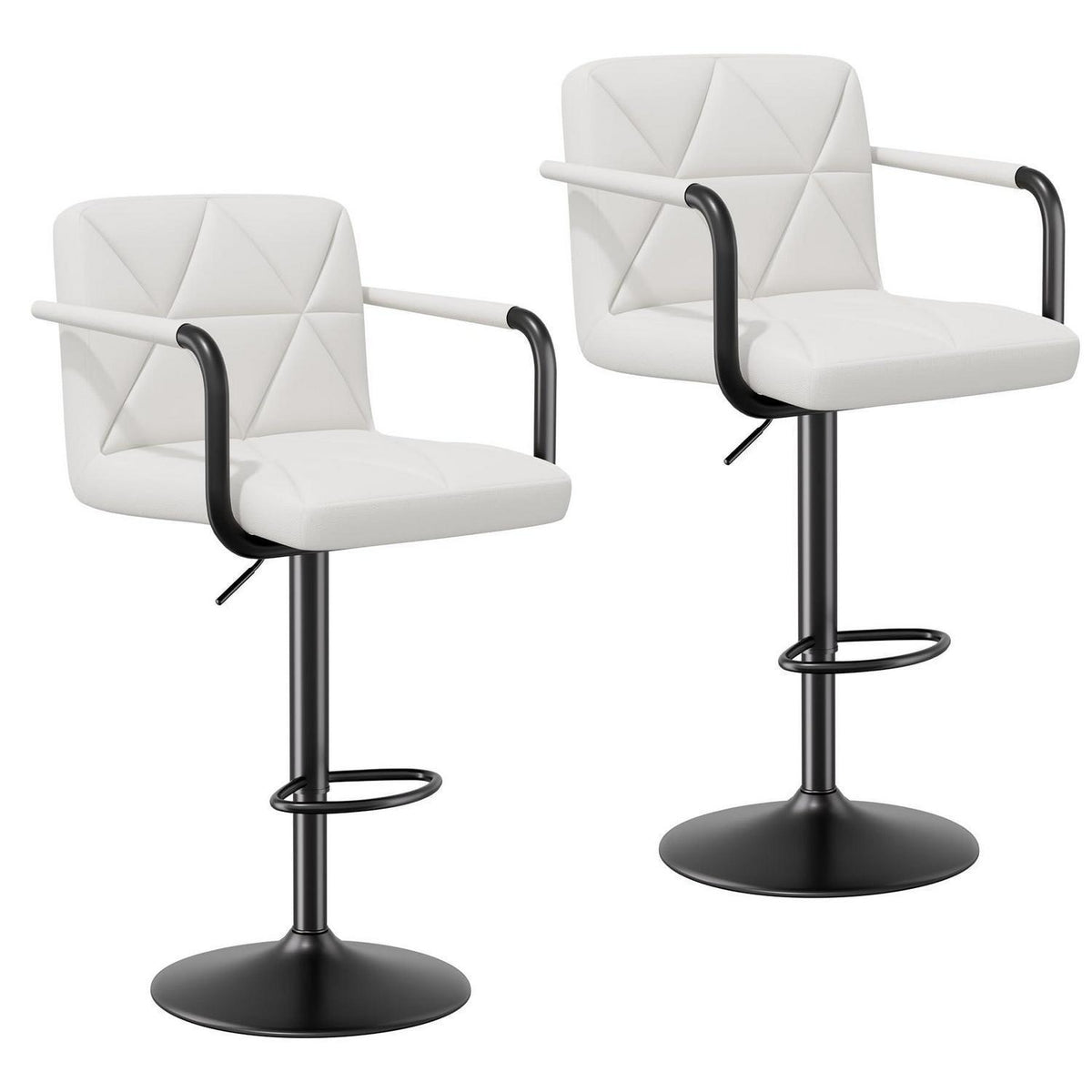 Barhocker Set 2er – Höhenverstellbar, Drehbar, Weiß