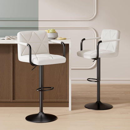 Barhocker Set 2er – Höhenverstellbar, Drehbar, Weiß