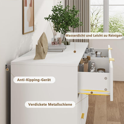 Kommode mit 6 Schubladen – Weiß, 100x40x75 cm