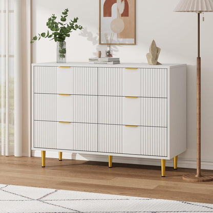 Kommode mit 6 Schubladen – Weiß, 100x40x75 cm