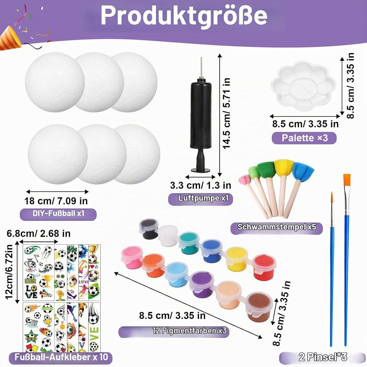 Fußball Malset Bastelset | Kreatives Kunstzubehör für Kinder