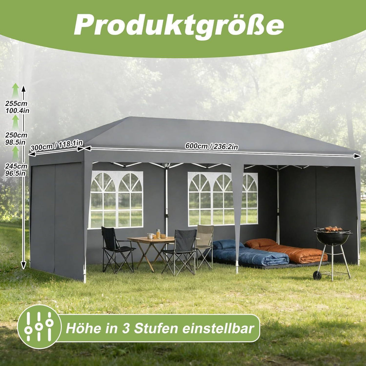Faltpavillon 3x6m mit Zubehör – Gartenparty & Camping